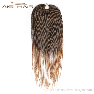 Aisi Hair Senegalese Twist Crochet Hair Ombre Brown Grey Purple Bug Synthetic Braiding Hair Extensions for Women